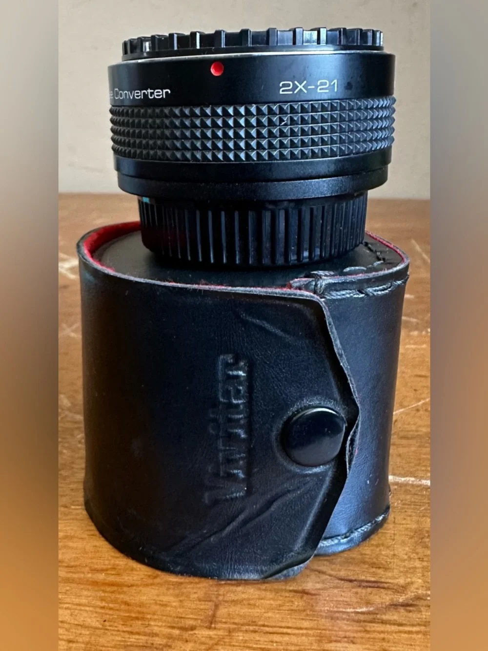 Vivitar 2x Tele Converter MC OM 2X-21 Camera Lens w/ Leather Case Caps Japan